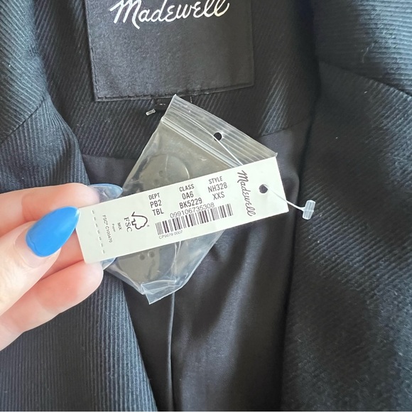 NWT - Madewell - Drapeweave Caldwell Double-Breasted Blazer - True Black - Picture 6 of 11